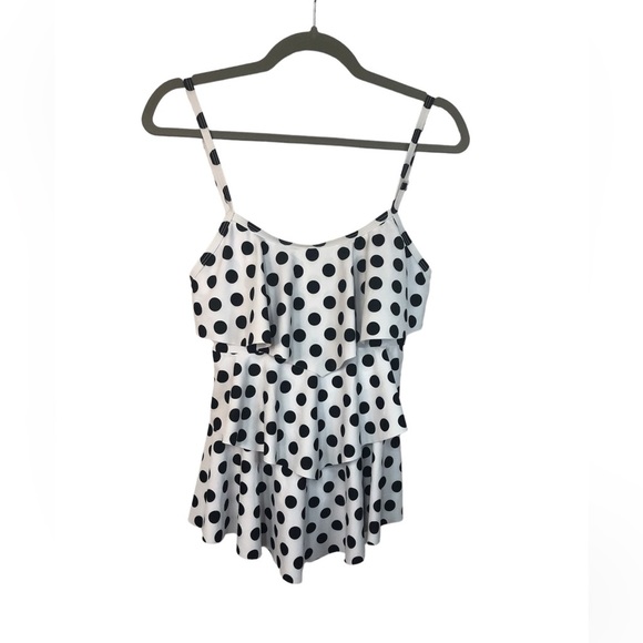 Summer Mae Other - Summer Mae Women’s Maternity Swim Top Polka Dot Adjustable Straps 3 Tier Ruffle